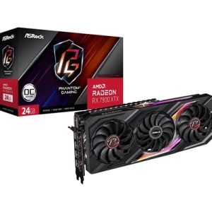 ASRock AMD Radeon RX 7900 XTX Phantom Gaming 24GB OC Graphics Card, 3x DisplayPort, 1x HDMI, Dual Fan, Ultra-Fit Heatpipe, Metal Backplate, 0dB Silent Cooling